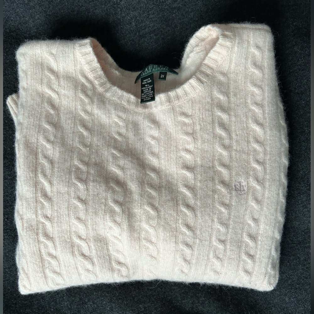 Ralph Lauren Wool-Angora Blend Cable Knit Sweater